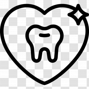 Dentist Day - Tooth In Heart Outline Symbol Transparent PNG