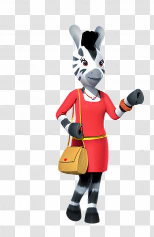Zou - Zebra Character In Red Dress Transparent PNG