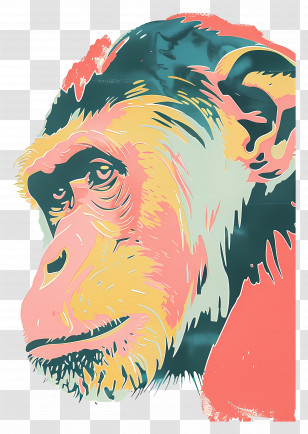 Monkey - Colorful Chimpanzee Illustration Transparent PNG