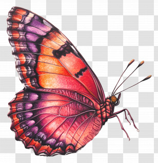 Butterfly Flying - Orange And Purple Butterfly Transparent PNG