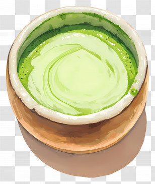 Matcha Milk Tea - Whisked Matcha In A Ceramic Bowl Transparent PNG