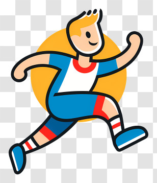 Sports Day Logo - Energetic Running Cartoon Character Transparent PNG