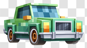 Minecraft Car - Pixelated Green Car Transparent PNG