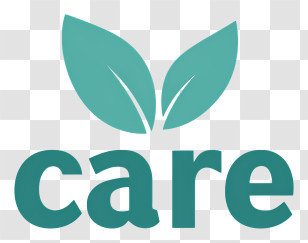 Care Logo - Green Care Wordmark With Leaf Transparent PNG