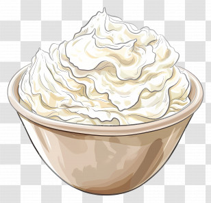 Whipped Cream - Bowl Of Whipped Cream For Desserts Transparent PNG
