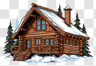 Log Cabin - Rustic Wooden Cabin In Snow Transparent PNG