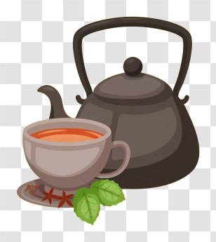 Teapot - Teapot With Cup Of Tea Transparent PNG