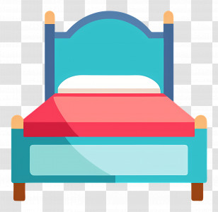 Queen Bed - Colorful Bed Illustration Transparent PNG