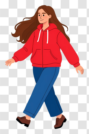 Woman Doing Hiking - Casual Woman Walking In Red Hoodie Transparent PNG
