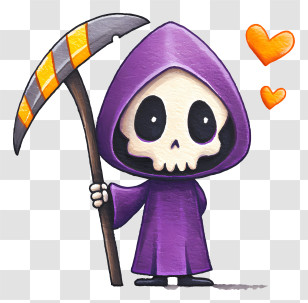 Cute Cartoon Grim Reaper - Cute Purple Grim Reaper Transparent PNG