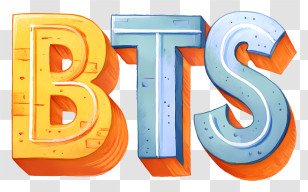Word Bts - Colorful 3D BTS Letters Transparent PNG