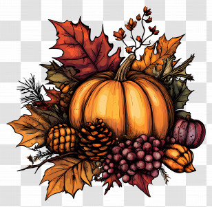 Thanksgiving - Autumn Harvest Pumpkin Illustration Transparent PNG