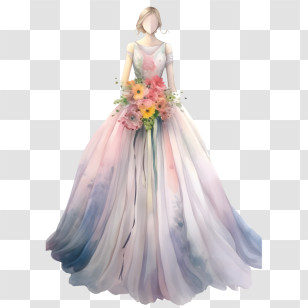 Wedding Dress
 - Elegant Wedding Dress With Bouquet Illustration Transparent PNG