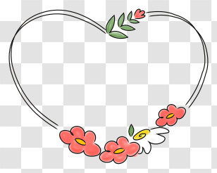 Heart Shaped Flowers - Heart Frame With Flowers Transparent PNG