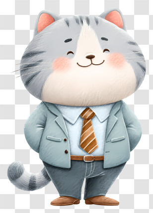 Chubby Businessman Cat - Cute Cat In Business Suit Transparent PNG