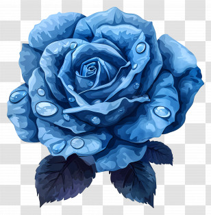 Blue Rose - Blue Rose With Dewdrops Illustration Transparent PNG