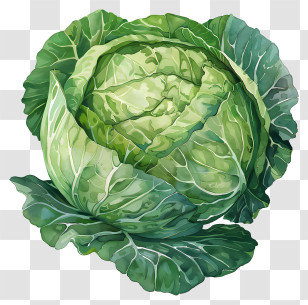 Mothers Day - Watercolor Illustration Of Green Cabbage Transparent PNG