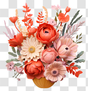 Realistic 3d Spring Bouquet - Elegant Bouquet Of Spring Flowers Transparent PNG