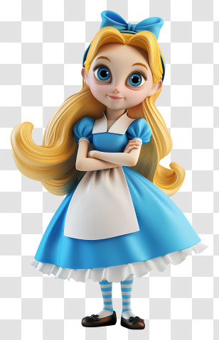 Alice In Wonderland - Cute Cartoon Girl In Blue Dress And Apron Transparent PNG