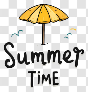 Minimalist Summer Word Logo - Summer Time Beach Umbrella Graphic Transparent PNG