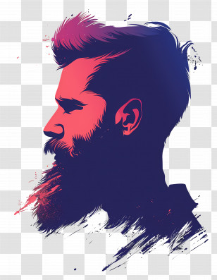 Beard - Artistic Bearded Male Silhouette Illustration Transparent PNG