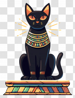Egyptian Cat - Ornate Egyptian Styled Black Cat Transparent PNG