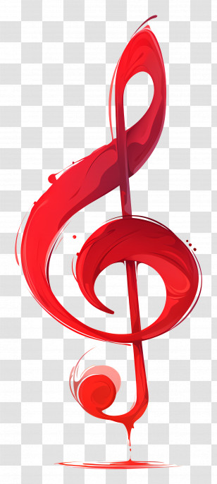 Red Music Note - Red Artistic Treble Clef Music Note Transparent PNG