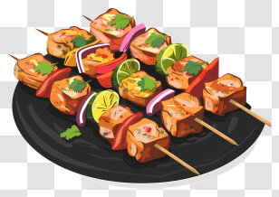 Paneer Tikka - Delicious Grilled Skewers On Plate Transparent PNG