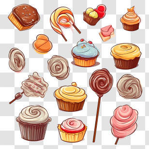 National Candy Day - Assorted Desserts And Candies In Fun Style Transparent PNG