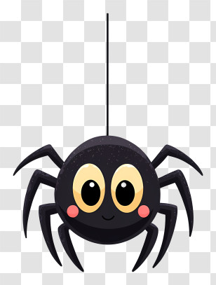Spider Hanging On Web - Cute Cartoon Spider For Halloween Transparent PNG