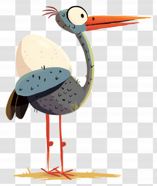Cute Stork - Cartoon Bird With Egg Transparent PNG