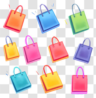 Floating Shopping Bag - Colorful Shopping Bags Set Transparent PNG