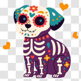 Day Of The Dead Dog - Day Of The Dead Sugar Skull Dog Transparent PNG