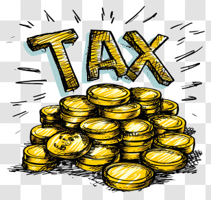 Tax - Illustration Of Tax With Coins Transparent PNG