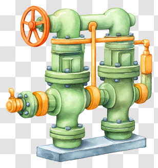Industrial Equipment With Pipes - Green Industrial Pipes With Valve Transparent PNG