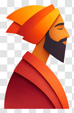 Abstract Man Head - Stylized Turbaned Man Profile Transparent PNG