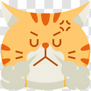 Cat Emoji - Angry Orange Cartoon Cat With Expression Transparent PNG