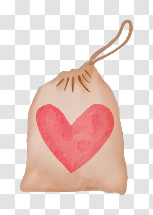 Small Bag - Drawstring Bag With Heart Illustration Transparent PNG