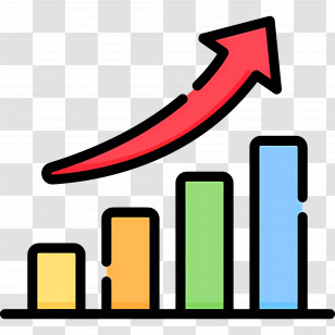 Growth Arrow - Colorful Ascending Bar Chart With Red Arrow Transparent PNG
