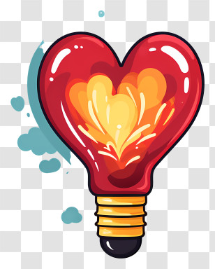Light Bulb With Heart - Heart-Shaped Light Bulb For Romantic Decor Transparent PNG
