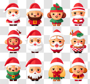 Santa Claus - Santa And Elf Cartoon Characters Icon Set Transparent PNG