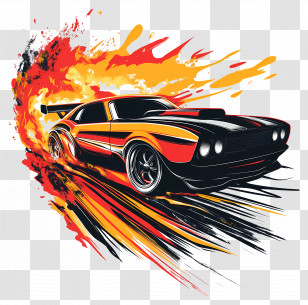 Hot Wheels - Flaming Hot Rod Car Transparent PNG