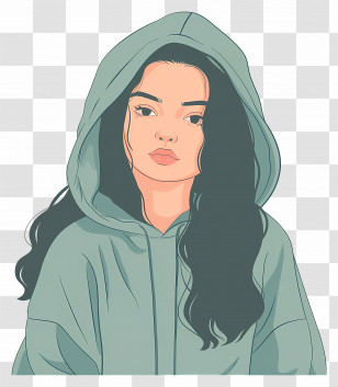 Woman In Hoodie - Girl In Green Hoodie Transparent PNG