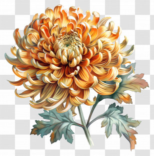 Chrysanthemum Flower - Golden Chrysanthemum Bloom Illustration Transparent PNG
