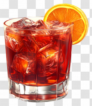 Negroni - Orange Cocktail With Ice Transparent PNG