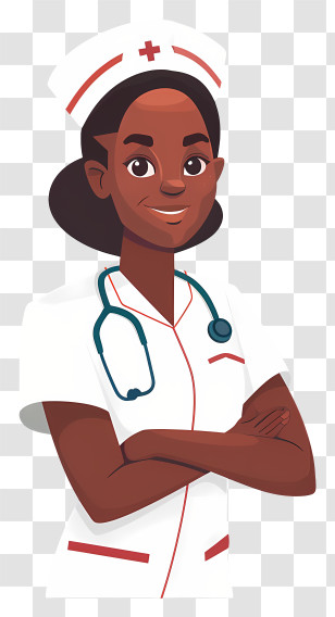 Nurse - Cartoon Nurse Illustration With Stethoscope Transparent PNG