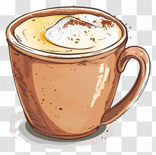 Mug Of Cocoa - Artistic Coffee Cup Illustration With Foam Transparent PNG