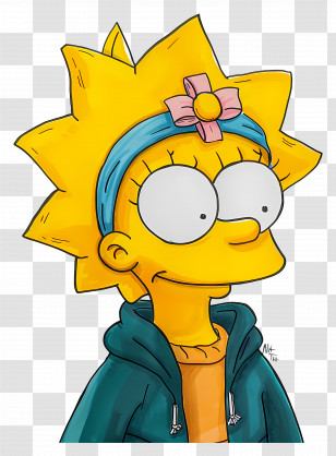 Maggie Simpson - Cartoon Girl With Yellow Spiky Hair And Bow Transparent PNG
