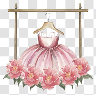 Pink Satin Dress - Pink Dress With Floral Accents On Hanger Transparent PNG