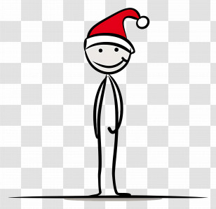 Christmas Stick Figure - Minimal Stick Figure With Santa Hat For Christmas Transparent PNG